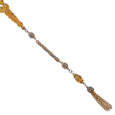 Arpa Kesim 8.5x13 mm Damla Kehribar 19.2 gr Tesbih - 2