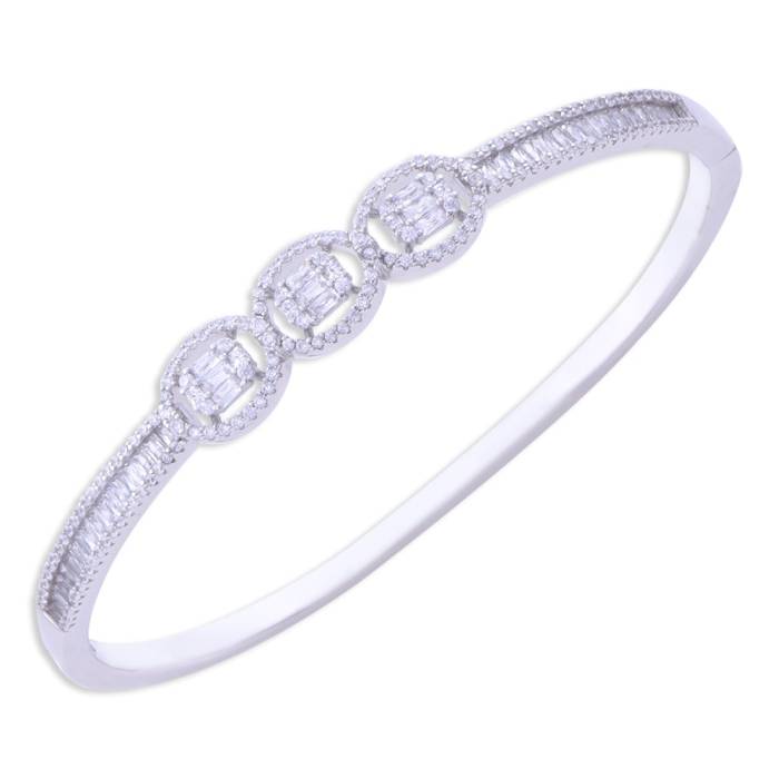 Baget Taşlı 925 Ayar 3 Halka Kadın Gümüş Bileklik (ZRK 2200) 13.7 gr - 1