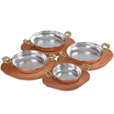 Bakır Sahan ve Ahşap Altlık 14 cm - 4