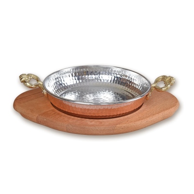 Bakır Sahan ve Ahşap Altlık 20 cm - 1