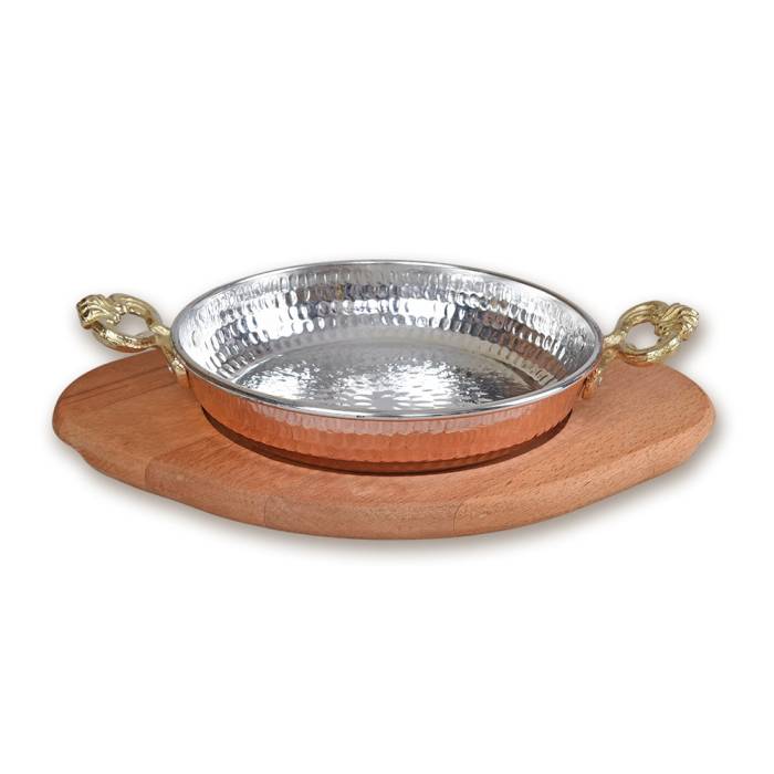 Bakır Sahan ve Ahşap Altlık 20 cm - 1