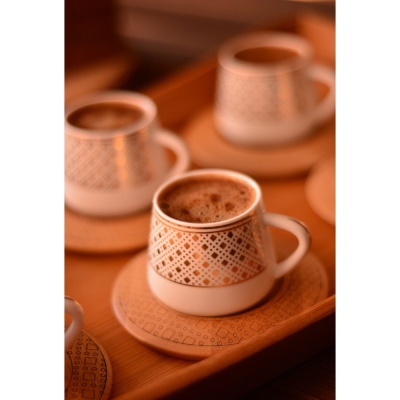 Bambum Hanzade 6 Kişilik Kahve Takımı Desen Altlıklı B0933 - 2