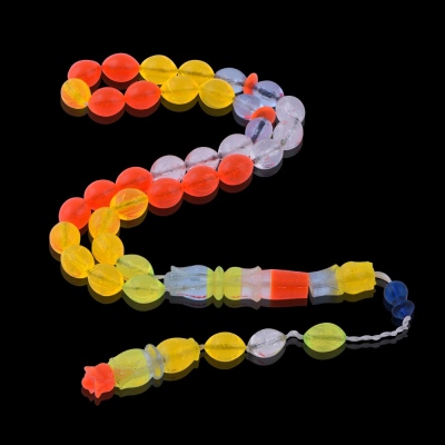 Barley Cut Colored Aircraft Glass Rosary Tbu19 - 2