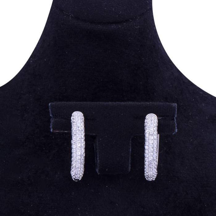 Kadın 925 Ayar Gümüş Küpe (ZRK 2160) Sıralı Taşlı Halka Model - 2