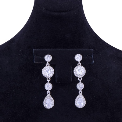 Kadın 925 Ayar Gümüş Küpe (ZRK 2200) Sallantılı Damla Model - 2