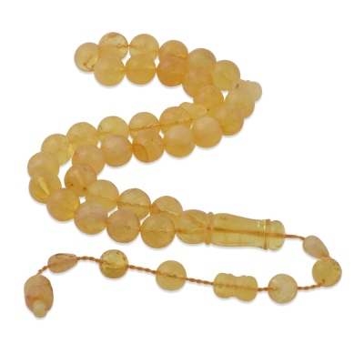 Damla Kehribar Küre Kesim 30.7 gr 11 mm Sistemli Milky Tesbih - nusnus