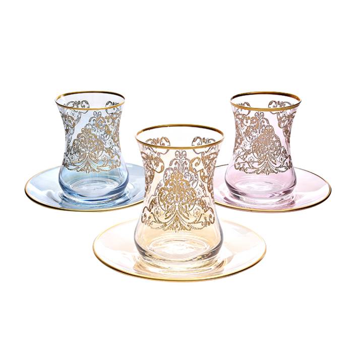 Decorium Çay Takımı Kulpsuz 12 Prc Viola Ab 3 Renk Ars 719 M00719 - 1