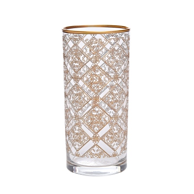 Decorium Su Bardağı Gold Kare Desen KD07 - Decorium