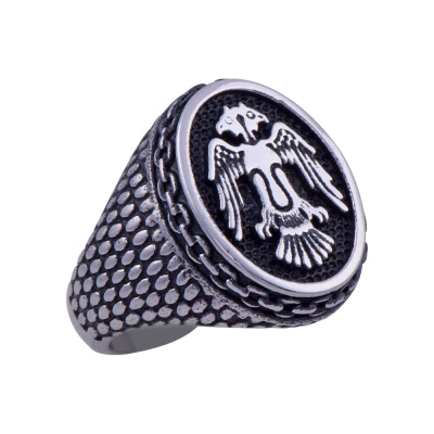 Erkek Çelik Yüzük CR 5001 Çift Başlı Kartal Model No:1 - 2