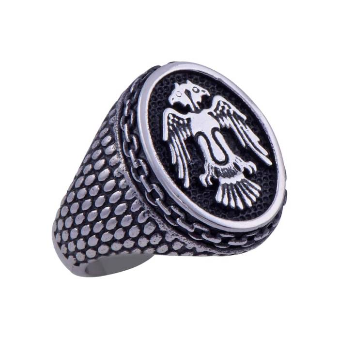 Erkek Çelik Yüzük CR 5001 Çift Başlı Kartal Model No:1 - 2