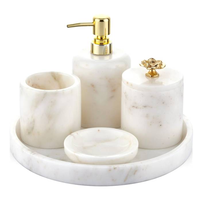 Evza Mermer Banyo Seti Lotus Beyaz - 1