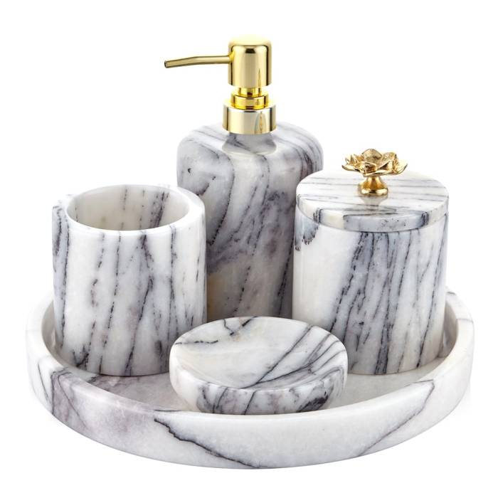 Evza Mermer Banyo Seti Lotus Leylak - 1