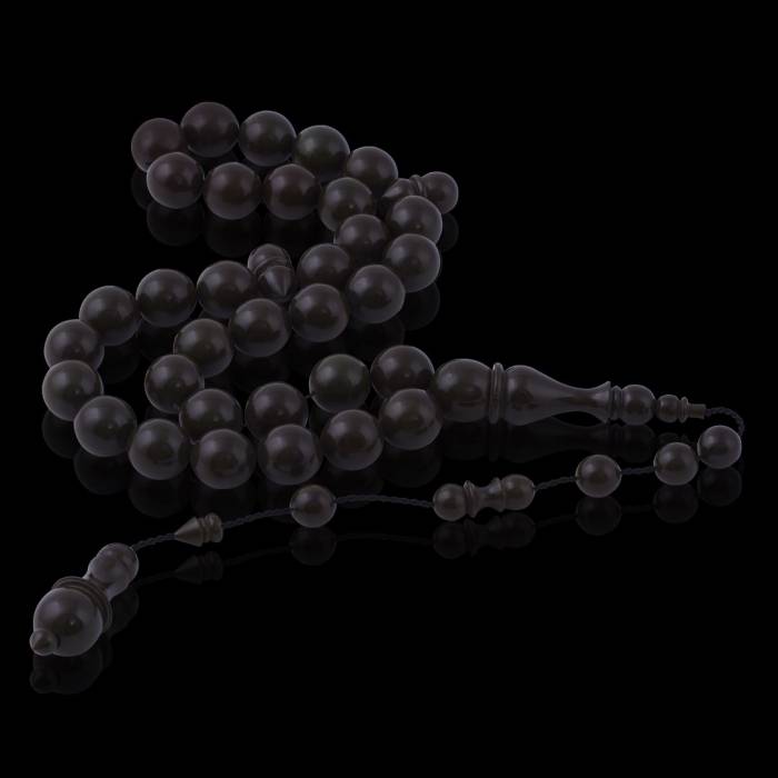İstanbul Kesim Koyu Yeşil Sıkma Kehribar Tesbih TB79 - 2