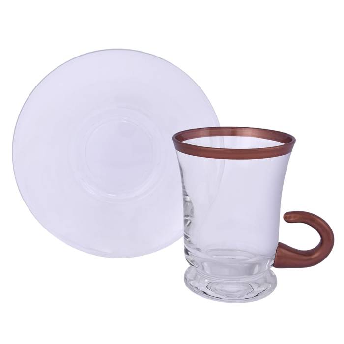 Lıvıano Kulplu Çay Takımı Bellis 12 Parça Rose Gold 01 - 1