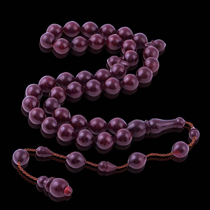 Moire Squeezed Amber Sphere Cut Claret Red Master Work Rosary ELT 20 - 2