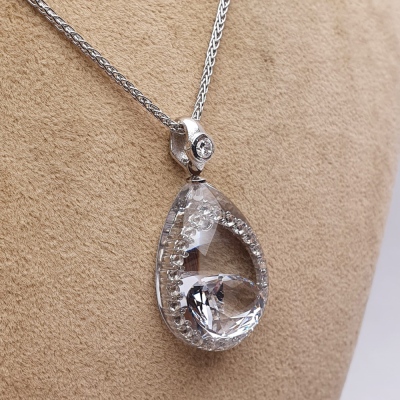 NusMond001 Beyaz Zirkon Kolye - 4