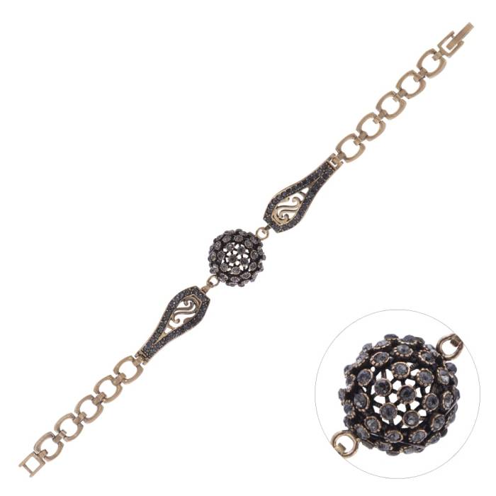Nusnus Bronz Eskitme Bileklik Kubbe Model Zirkon Taşlı - 1