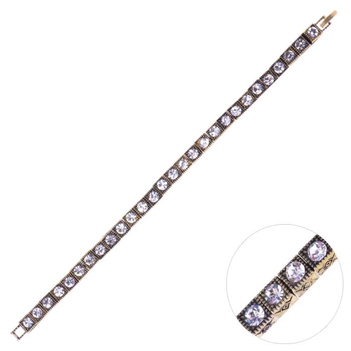Nusnus Bronz Eskitme Bileklik Yuvarlak Swarovski Taşlı - 1