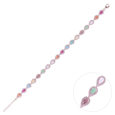 Nusnus Damla Model Renkli Taşlı Kadın Gümüş Bileklik ZRK 2160 11.10 GR - nusnus