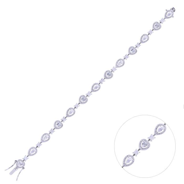 Nusnus Gümüş Kadın Bileklik (ZRK 2160) Su Yolu Taşlı Kalpli Model 10.7 gr - 1