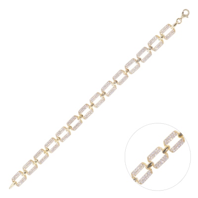 Nusnus Gümüş Kadın Bileklik (ZRK 2160) Su Yolu Zincir Model 12.9 gr Gold - nusnus