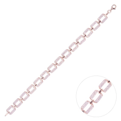 Nusnus Gümüş Kadın Bileklik (ZRK 2160) Su Yolu Zincir Model 13.3 gr Rose Gold - nusnus