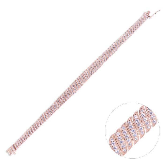 Nusnus Gümüş Kadın Bileklik (ZRK 2160) Taşlı Su Yolu Model 24.3 gr Rose Gold - 1