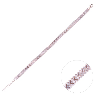Nusnus Kadın Gümüş Bileklik Rose Gold ZRK 2160 11.80 GR - nusnus
