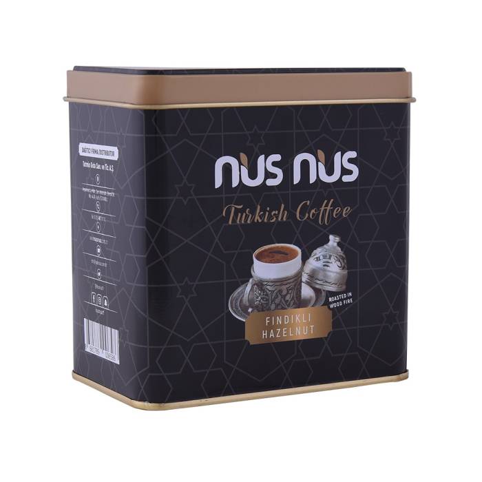 Nusnus Turkish Coffee with Hazelnut 250 Gr Metal Box - 1