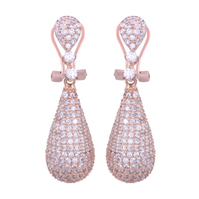 Rose Gold Taşlı Sallantılı Küpe - nusnus