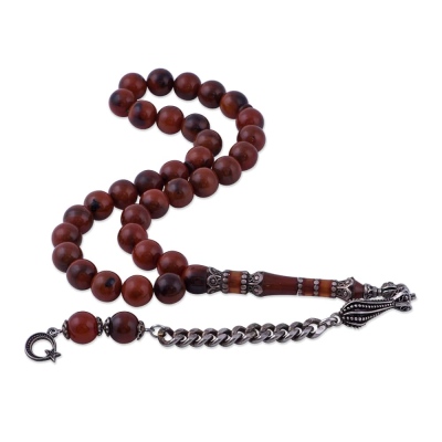 Silver Embroidered Sphere Cut Katalin Rosary Elt 27 - 1