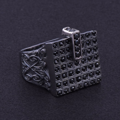 Men's Silver Ring with Black Zircon Stone 13.1 gr - 3
