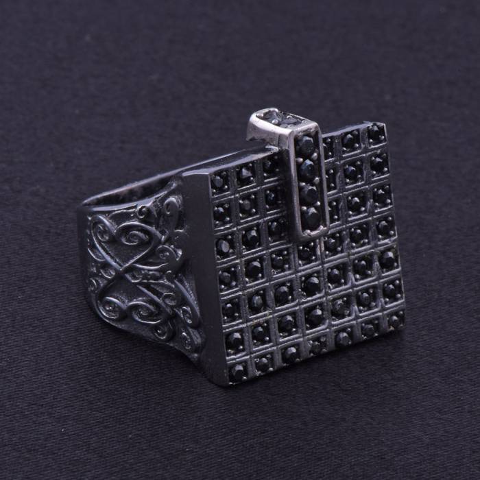 Men's Silver Ring with Black Zircon Stone 13.1 gr - 3