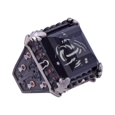 Siyah Zirkon Taşlı Erkek Gümüş Yüzük 22.6 gr - 2