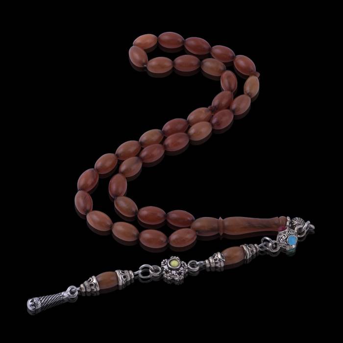 Spinned Amber Mink Colored Barley Cut Rosary ELT 19 - 2