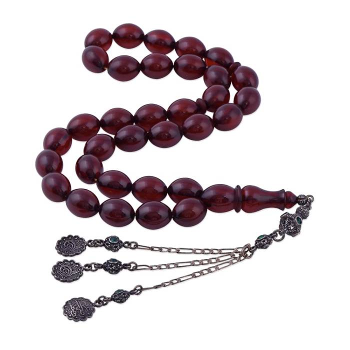 Spinning Amber Rosary 925 Sterling Silver Tasseled TBU46 - 1