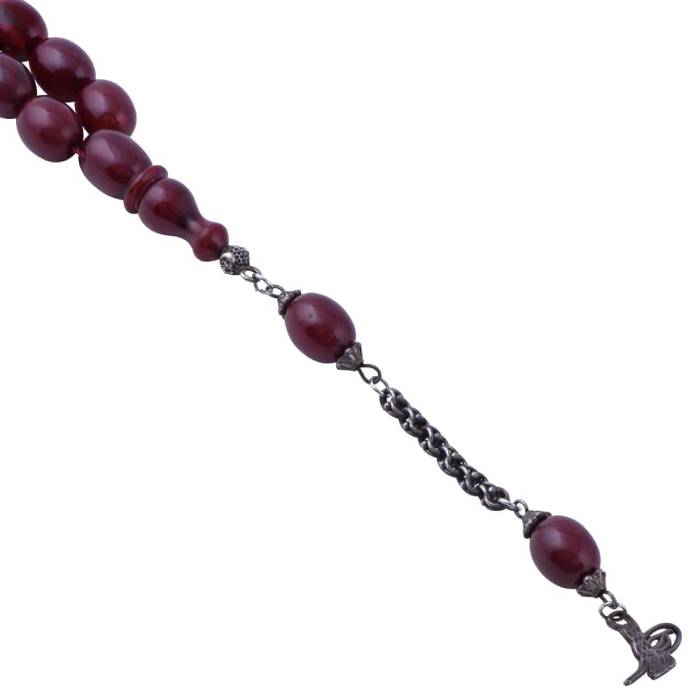 Squeezed Amber Barley Cut Tasbih Tugra Tasseled TBU36 - 3