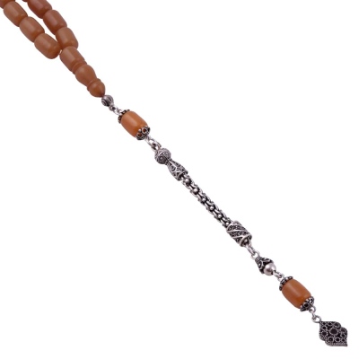 Squeezed Amber Capsule Cut Rosary 9.40 Gr Silver SB 03 - 3