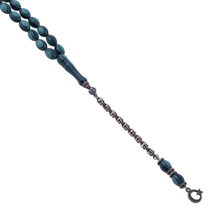 Turquoise-Black French Galalith Rosary ELT 06 - 3